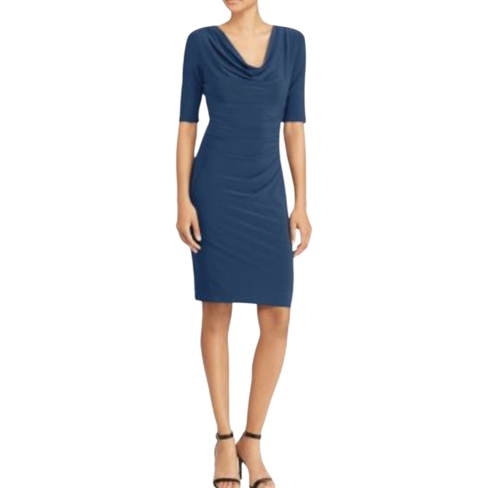 Lauren by Ralph Lauren Green Draped Neckline Dress Size 12